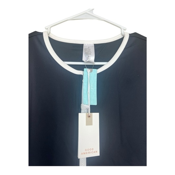 Good American X Anthro Black Plus Varsity Front  Zipper Swim Dress Size Plus NEW - Picture 6 of 15